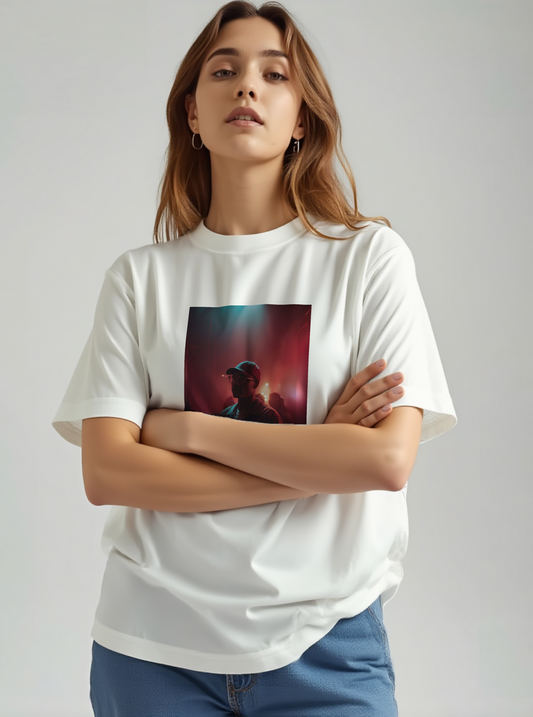 UNISEX Casual collection - II Life with silhouette T-SHIRT (White)