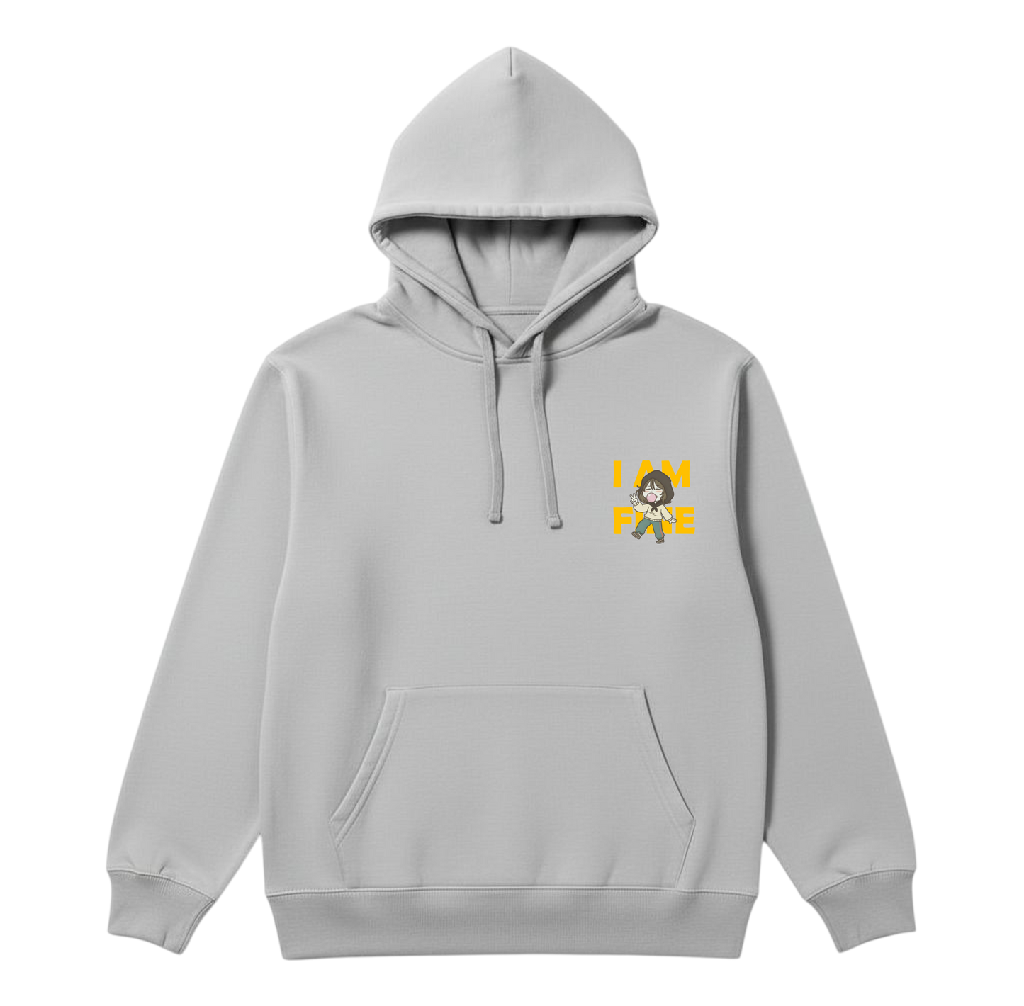 UNISEX Black humor collection I am fine Hoodie (Grey)