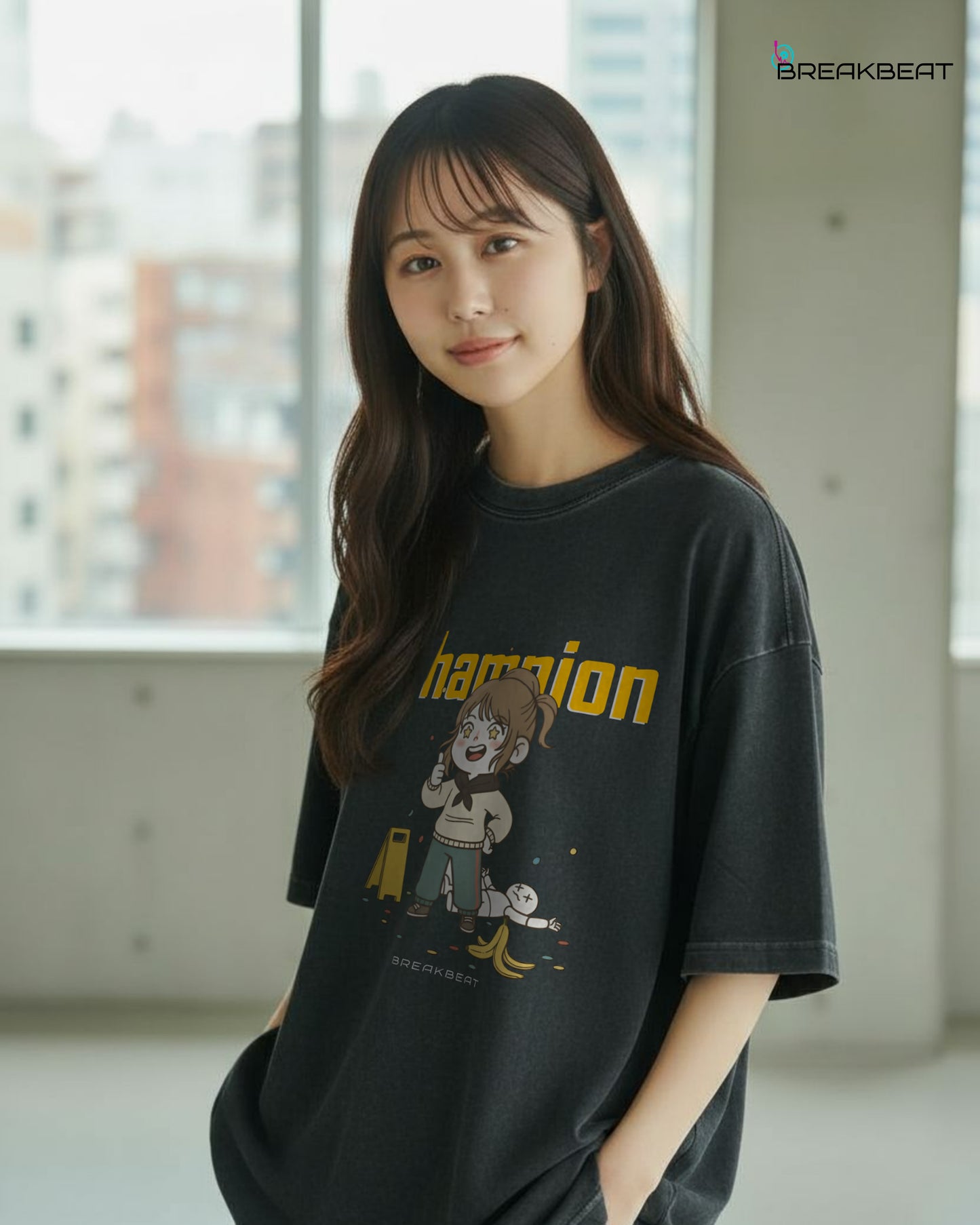 UNISEX Black humor collection Champion T-SHIRT (Washed Black)