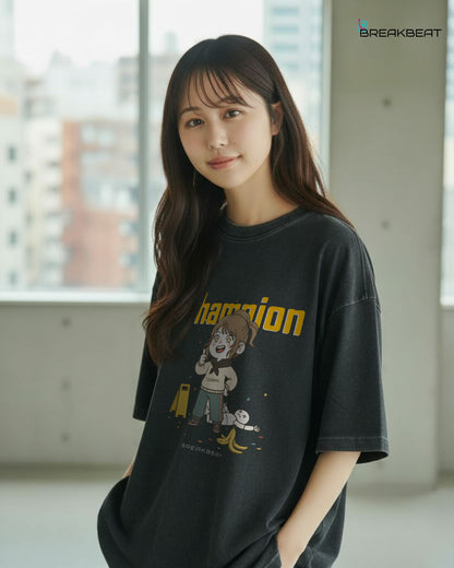 UNISEX Black humor collection Champion T-SHIRT (Washed Black)