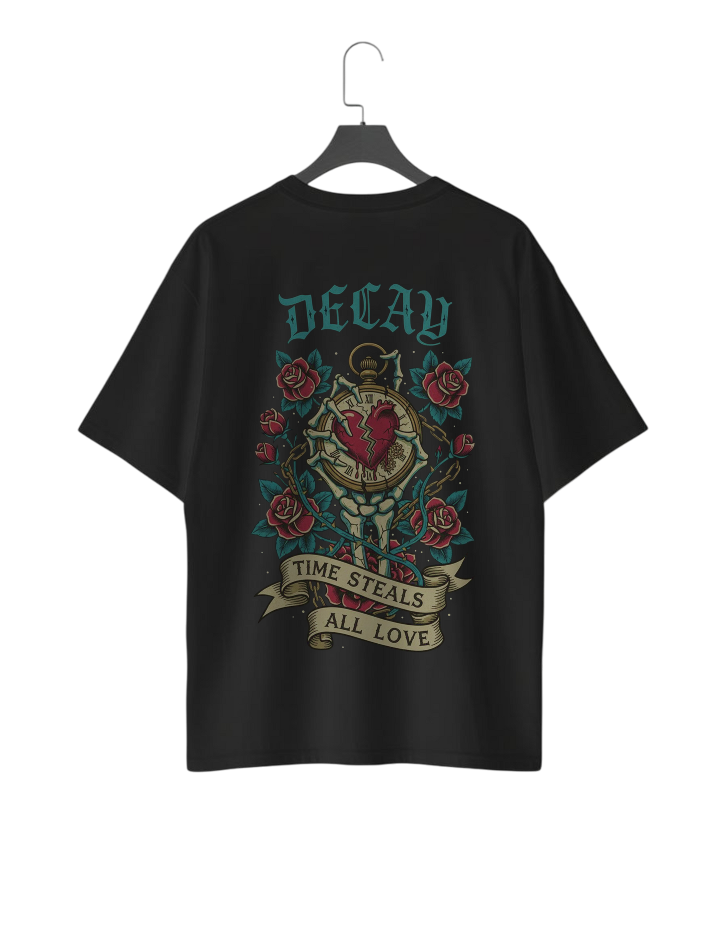 UNISEX Vintage collection Time steal all love T-SHIRT (Black)