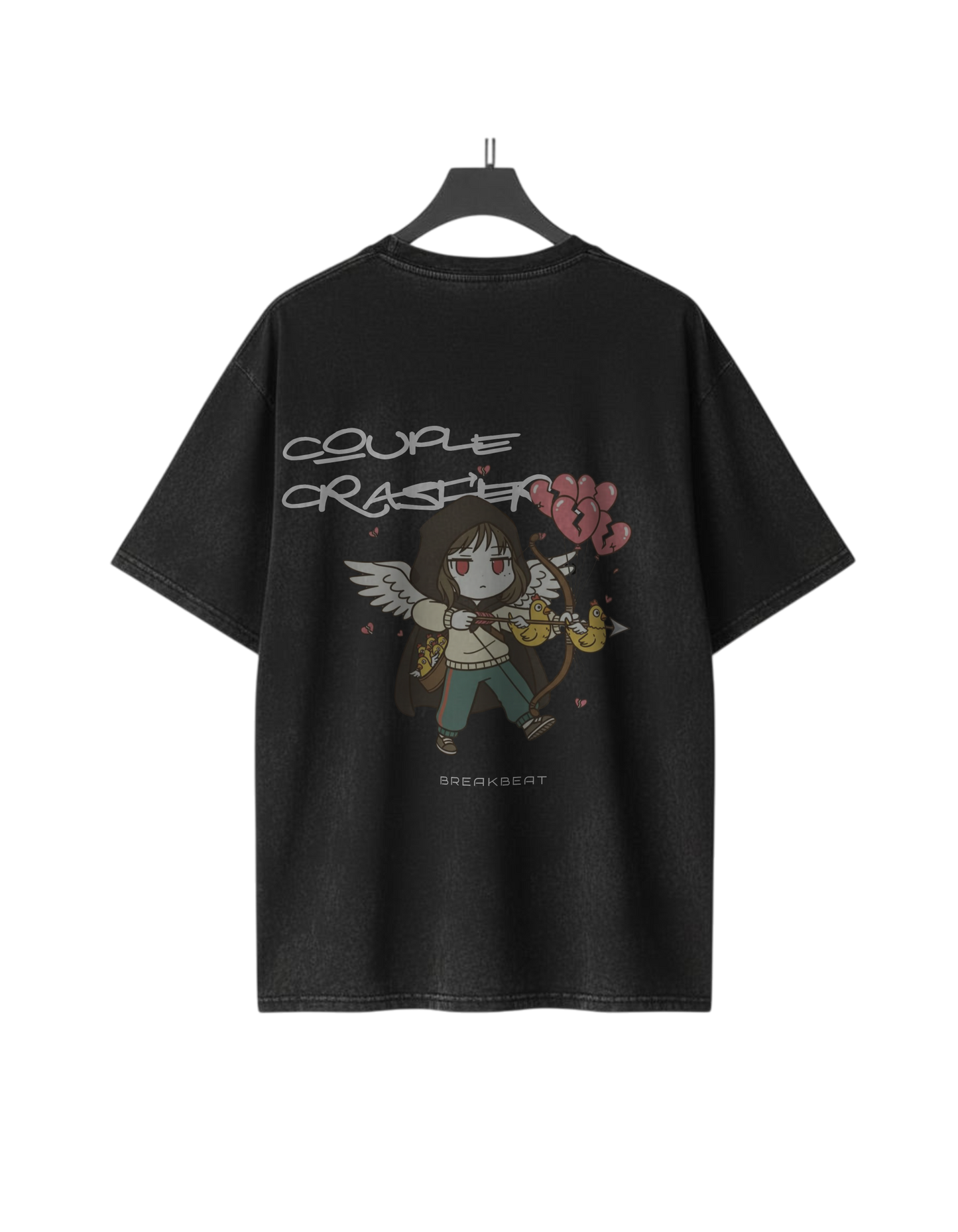 UNISEX Black humor collection Couple crasher T-SHIRT (Washed Black)