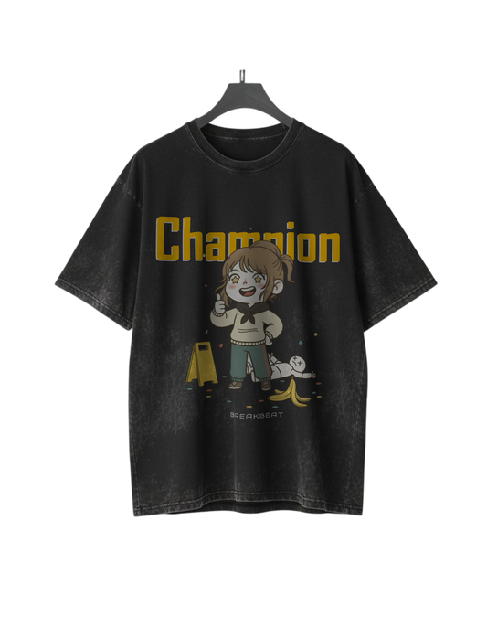 UNISEX Black humor collection Champion T-SHIRT (Washed Black)